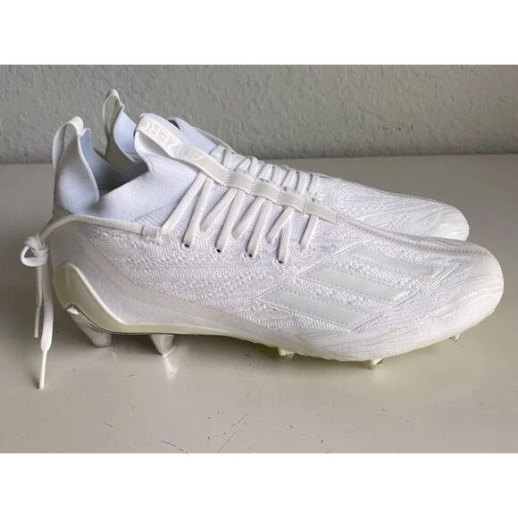 Adidas ADIZERO Primeknit Triple White Chrome Football Cleats GX5420 Men’s Sz 14 - Picture 4 of 12